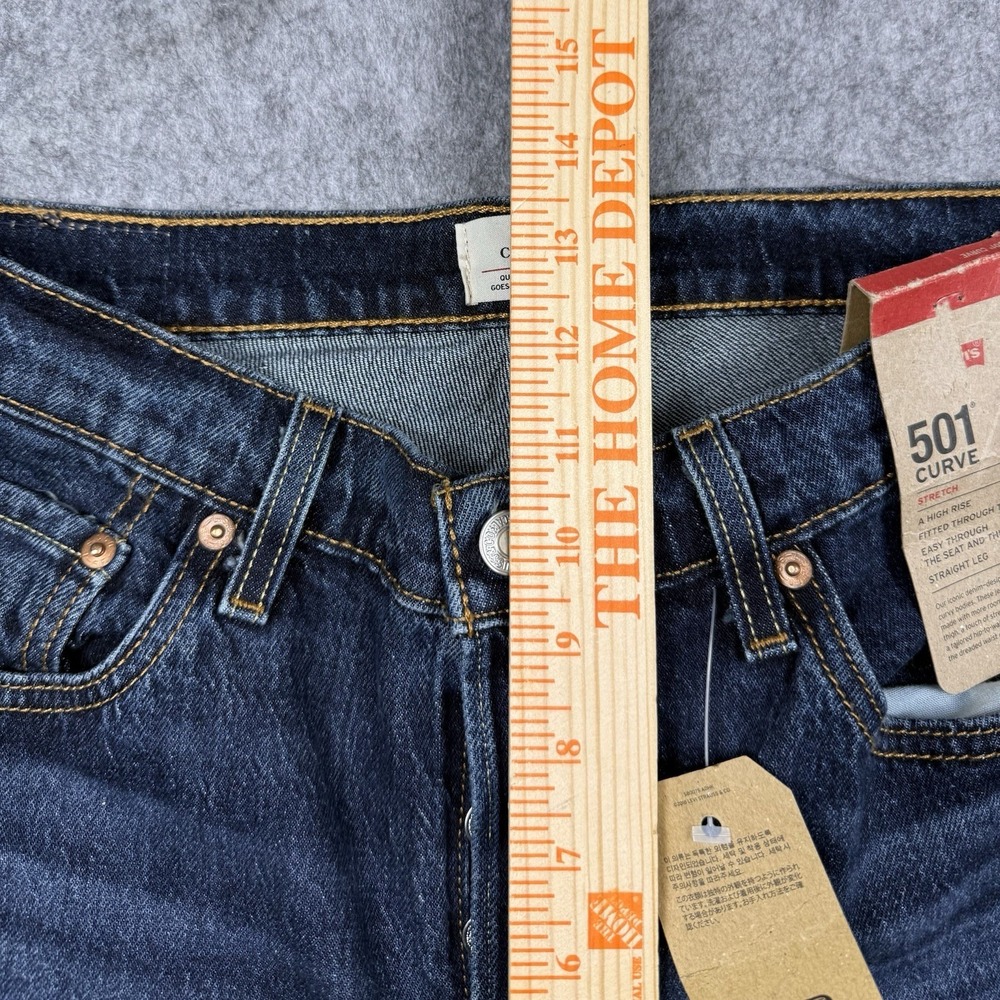 Levis 501 Curve NWT Jeans Womens 31 Dark Wash Straight High Rise Stretch Denim - Picture 4 of 13